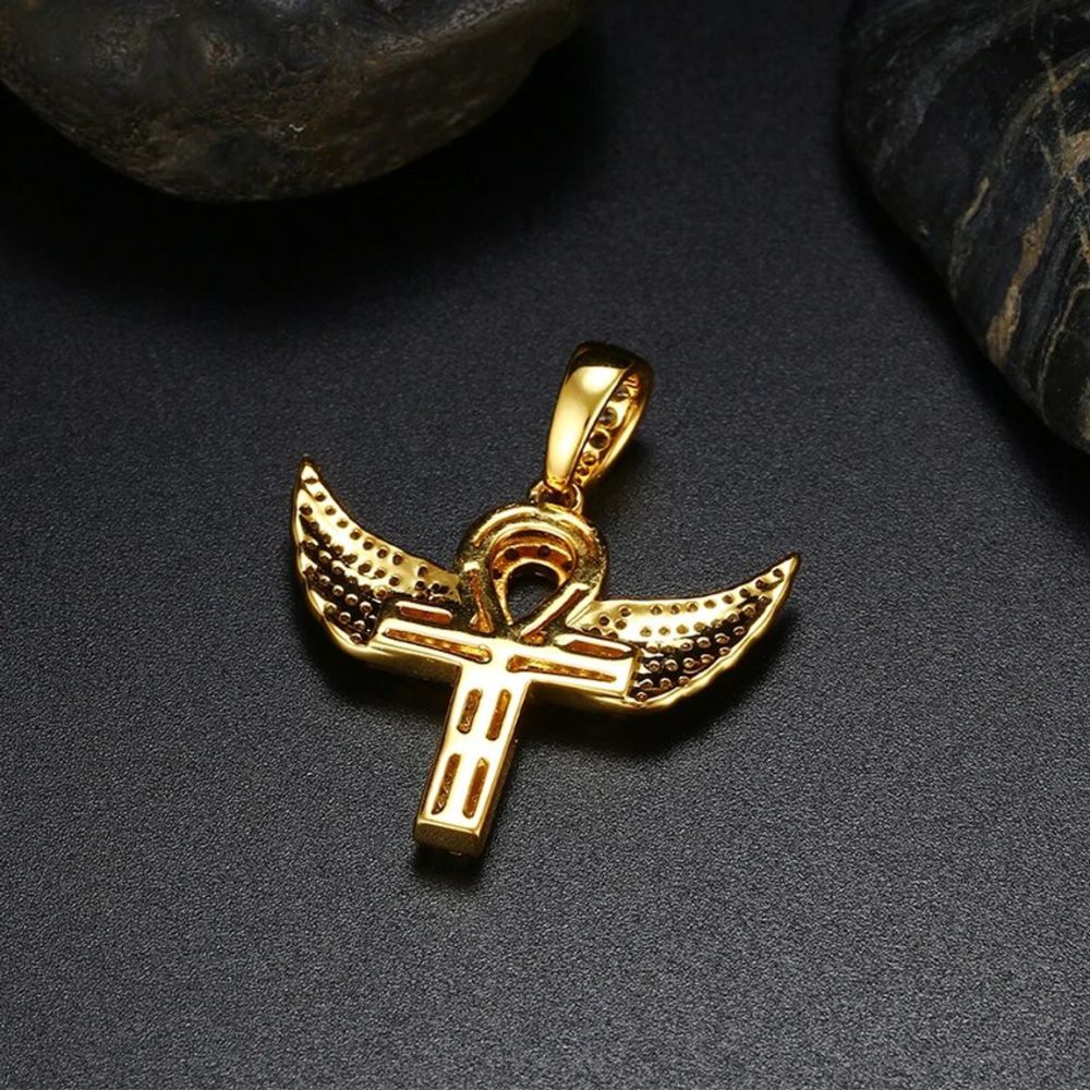 925 Silver Moissanite Angle Wing Cross Pendant For Men's