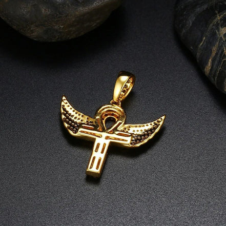 925 Silver Moissanite Angle Wing Cross Pendant For Men's