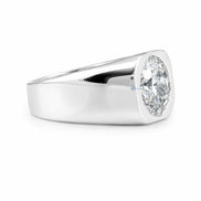 Round Cut Moissanite Signet Ring Solid Gold Statement Ring
