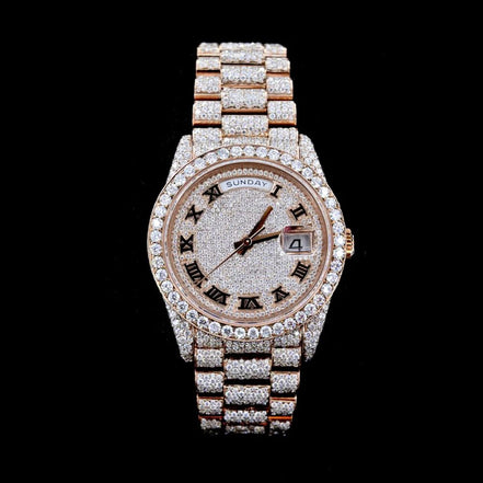 Moissanite Day Date Luxury Timepieces For Him