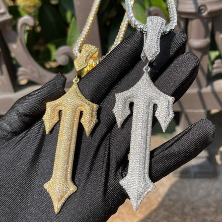 Iced Out Moissanite Letter T Pendant Hip Hop Necklace