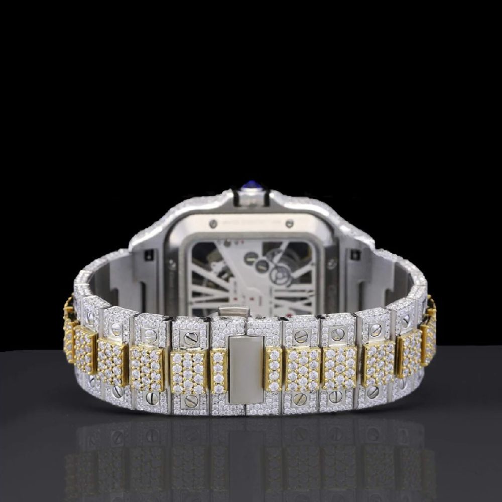 Skeleton Dual Tone Automatic Moissanite Watch