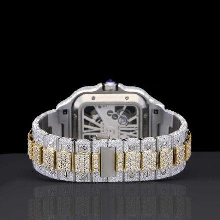 Skeleton Dual Tone Automatic Moissanite Watch