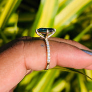 Lab Grown Diamond Blue Princess Cut Wedding Ring For Women