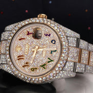 Datejust Rainbow Moissanite Arabic Numerals Stainless Steel Custom Watch