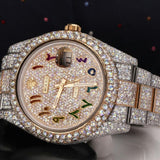Datejust Rainbow Moissanite Arabic Numerals Stainless Steel Custom Watch
