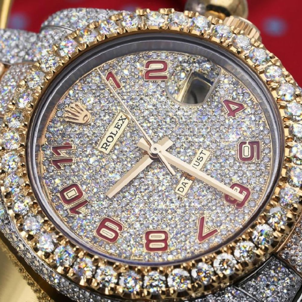 Moissanite Diamond Automatic Date Just Wrist Watch