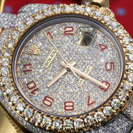 Moissanite Diamond Automatic Date Just Wrist Watch