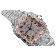 Dual Tone Moissanite Luxury Hip Hop Watch