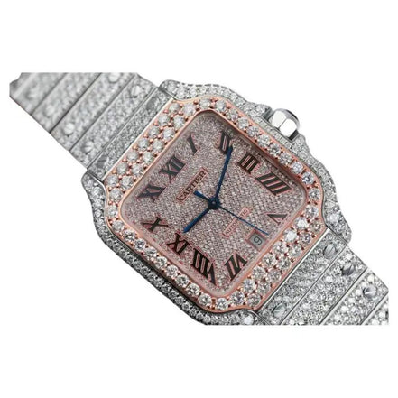 Dual Tone Moissanite Luxury Hip Hop Watch