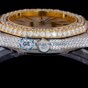 Dual Tone Fully Iced Out Moissanite Diamond Wrist Luxury Watch