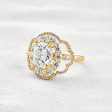 Oval Cut Vintage Halo Moissanite Diamond Engagement Ring