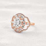 Oval Cut Vintage Halo Moissanite Diamond Engagement Ring