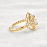 Oval Cut Vintage Halo Moissanite Diamond Engagement Ring