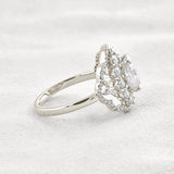 Oval Cut Vintage Halo Moissanite Diamond Engagement Ring