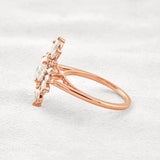 Sun Flower Halo Oval Cut Moissanite Engagement Ring