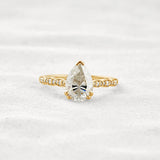 Pear Cut Pave Moissanite Diamond Engagement Wedding Ring