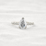 Pear Cut Pave Moissanite Diamond Engagement Wedding Ring