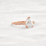 Pear Cut Pave Moissanite Diamond Engagement Wedding Ring
