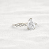 Pear Cut Pave Moissanite Diamond Engagement Wedding Ring