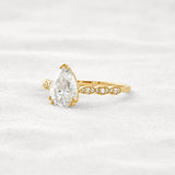 Pear Cut Pave Moissanite Diamond Engagement Wedding Ring