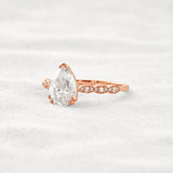 Pear Cut Pave Moissanite Diamond Engagement Wedding Ring