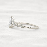 Pear Cut Pave Moissanite Diamond Engagement Wedding Ring