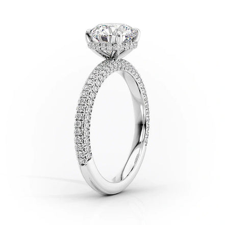 Cushion Cut Moissanite Pave Set Diamond Ring