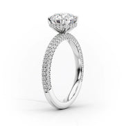 Round Cut D Color Moissanite Micro Pave Setting Ring