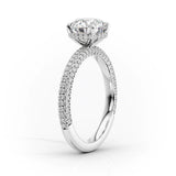 Round Cut D Color Moissanite Micro Pave Setting Ring