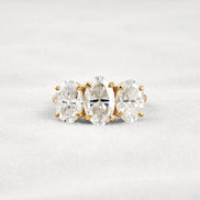 Oval Cut Three Stone & Hidden Accent Moissanite Engagement Ring