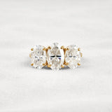 Oval Cut Three Stone & Hidden Accent Moissanite Engagement Ring