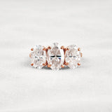 Oval Cut Three Stone & Hidden Accent Moissanite Engagement Ring