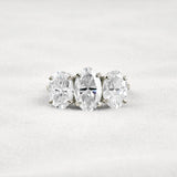 Oval Cut Three Stone & Hidden Accent Moissanite Engagement Ring