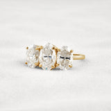 Oval Cut Three Stone & Hidden Accent Moissanite Engagement Ring