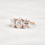 Oval Cut Three Stone & Hidden Accent Moissanite Engagement Ring