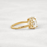 Oval Cut Three Stone & Hidden Accent Moissanite Engagement Ring
