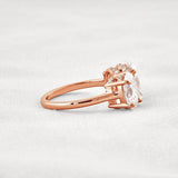 Oval Cut Three Stone & Hidden Accent Moissanite Engagement Ring