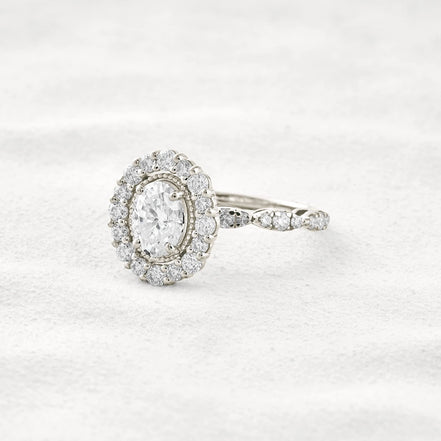 Moissanite Oval Cut Vintage Halo Pave Set Wedding Proposal Ring