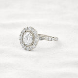 Moissanite Oval Cut Vintage Halo Pave Set Wedding Proposal Ring