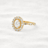 Moissanite Oval Cut Vintage Halo Pave Set Wedding Proposal Ring
