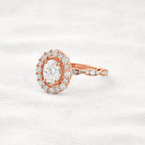 Moissanite Oval Cut Vintage Halo Pave Set Wedding Proposal Ring