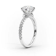925 Sterling Silver Moissanite Round Cut Hidden Accent Ring