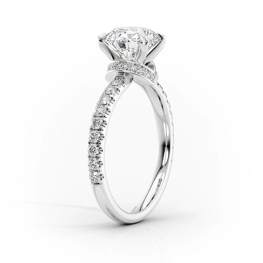 925 Sterling Silver Moissanite Round Cut Hidden Accent Ring