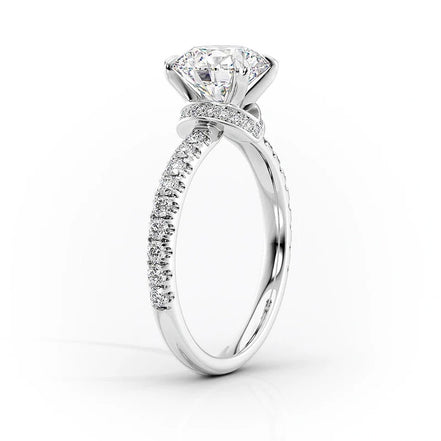 925 Sterling Silver Moissanite Round Cut Hidden Accent Ring