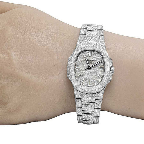 Iced Out Moissanite Full White Hip Hop Watch