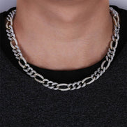 925 Sterling Silver Figaro Link Moissanite Chain
