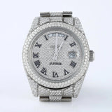 Bust Down Full White Day Date Moissanite Iced Out Watch