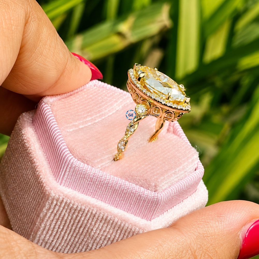 3 Carat Fancy Color Marquise Lab Grown Diamond Ring