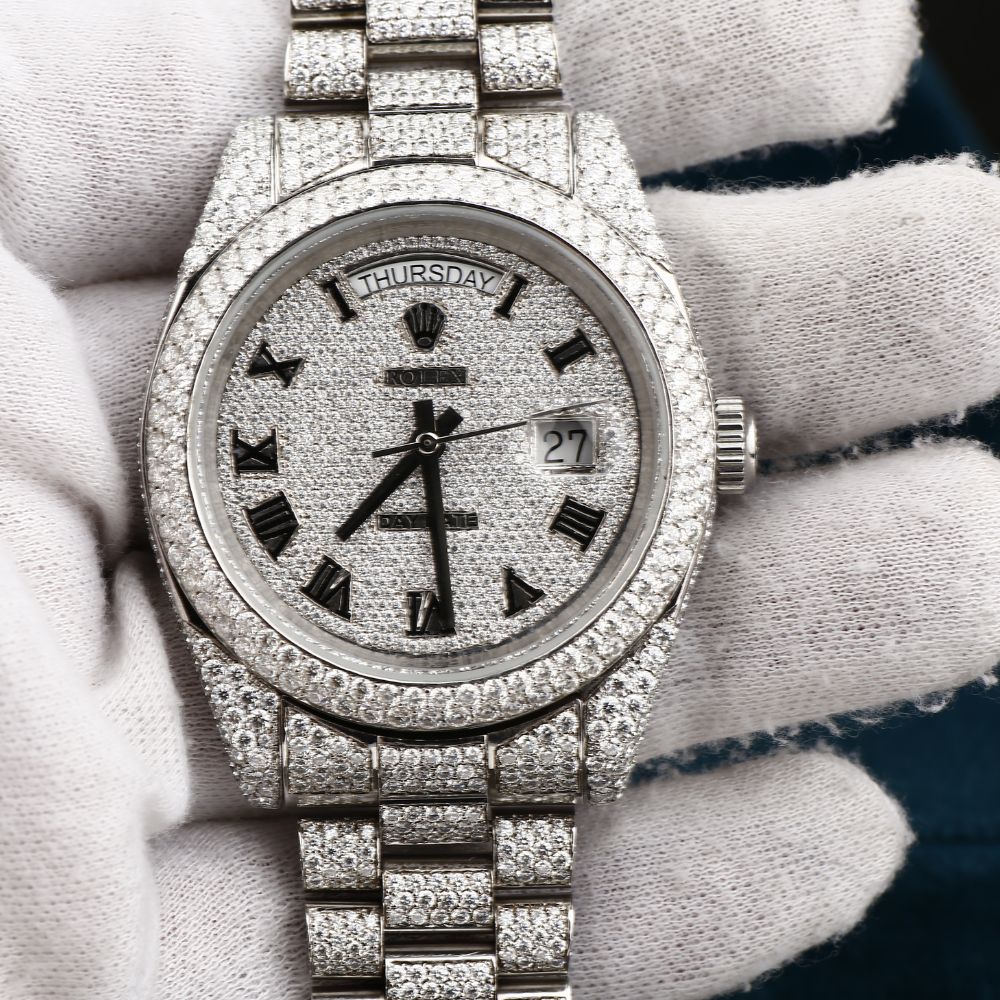 Fully Iced Out Day Date Moissanite Diamond Watches